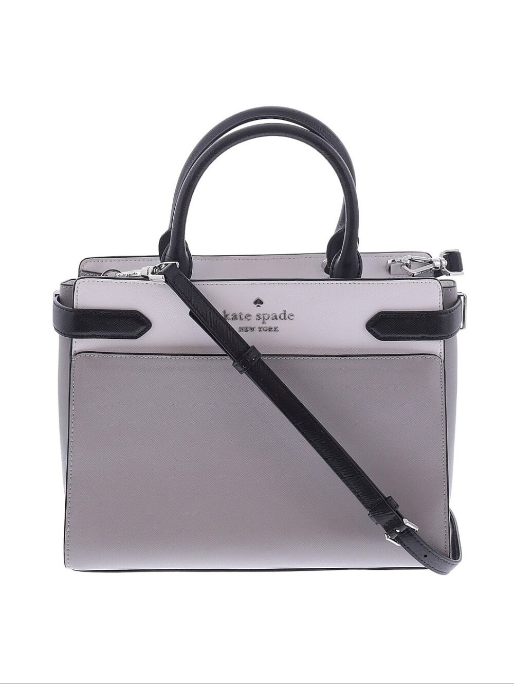 kate spade Two-Tone Light Gray & Black Leather Satchel